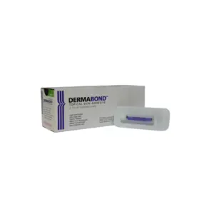 Adhesivo tópico Dermabond de 0.5 ml para el cierre cutáneo de incisiones quirúrgicas y laceraciones pequeñas.