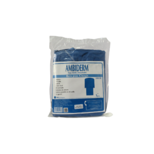 Bata para cirujano marca Ambiderm, estéril, elaborada en tela no tejida de 35 gramos, con puños ajustables y diseño envolvente para máxima protección biológica.