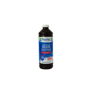 Botella de agua oxigenada marca Protec con concentración de 2.3% a 3.5% para limpieza de heridas y antiséptico de uso externo.
