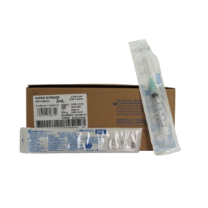 Caja de jeringas hipodérmicas Nipro de 3 ml estériles para uso médico con 100 piezas.