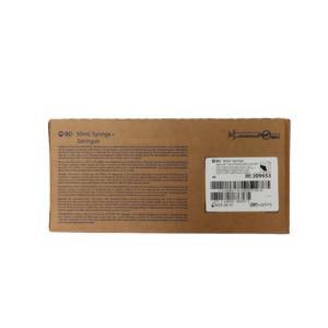 Caja de jeringas hipodérmicas BD Plastipak de 50 ml sin aguja estériles con 40 piezas, referencia 309653.