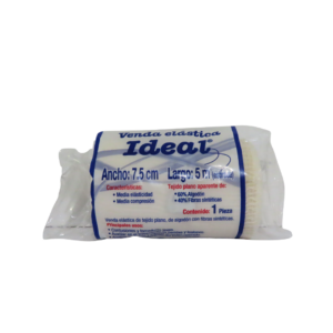 Venda elástica Ideal de 7.5 cm para soporte y compresión media en uso médico y ortopédico.