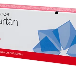 Caja de Losartán 50 mg con 30 tabletas de Laboratorios Beadvance para el tratamiento de la hipertensión arterial.