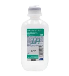 Envase rígido de Solución Hartmann de Laboratorios PiSA en presentación de 250 ml para infusión intravenosa.